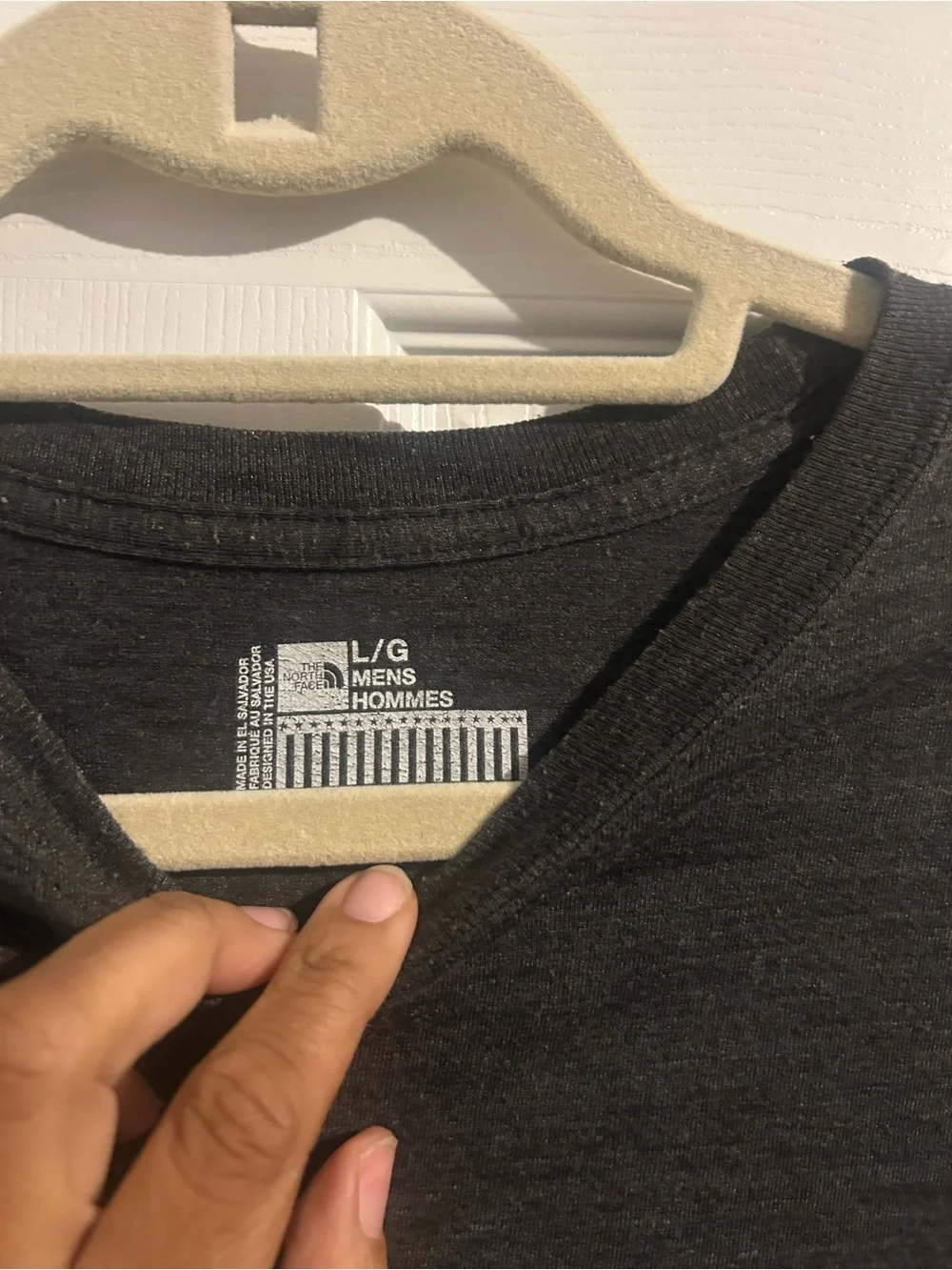 The North Face Men's Black Short Sleeve Logo Tee with Red & White Accents